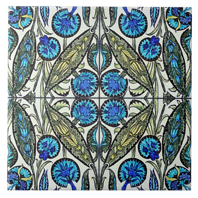 William De Morgan Victorian keramik Kakelplatta (Framsidan)