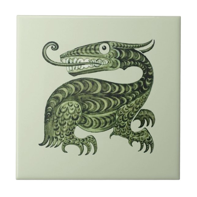 William De Morgan's Jabberwock Kakelplatta (Framsidan)