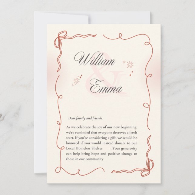 "William & Emma's Heartfelt wedding Card  Inbjudningar (Framsida)