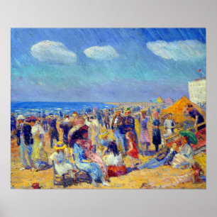 William Glackens Crowd vid Seashore Poster
