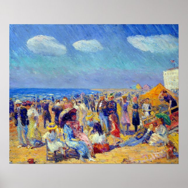 William Glackens Crowd vid Seashore Poster (Framsidan)