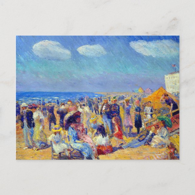 William Glackens Crowd vid Seashore Vykort (Framsida)