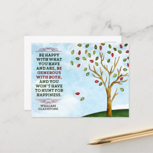 William Gladstone Inspirational Quote "Happiness" Vykort