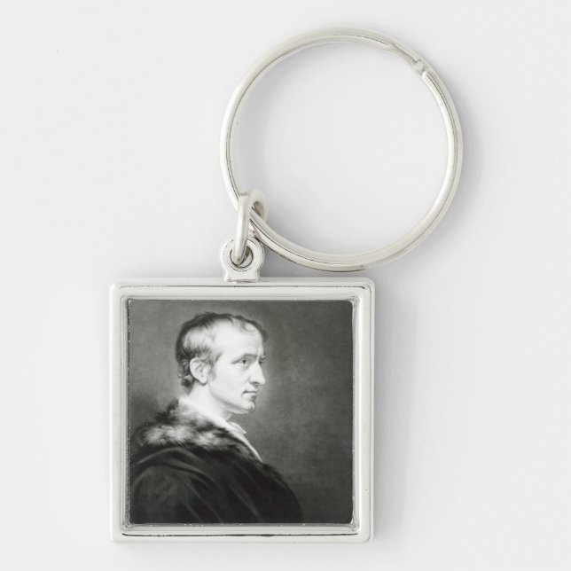 William Godwin 1802 Fyrkantig Silverfärgad Nyckelring (Framsidan)