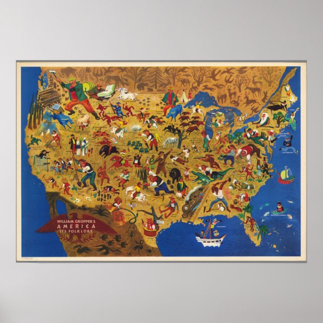 William Gropper's America - Tecknad Folklore Poster (Framsidan)
