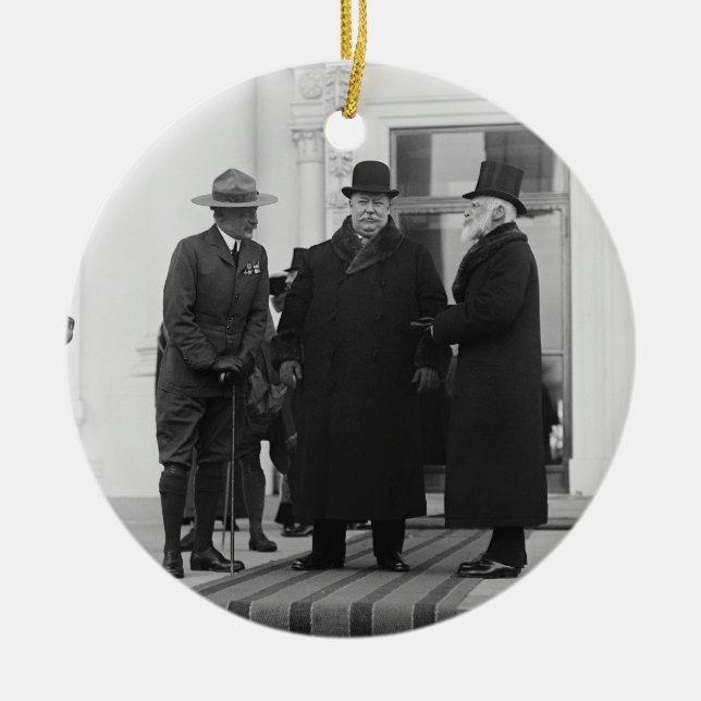 William H. Taft, James Bryce & Archibald W. Butt Julgransprydnad Keramik (Framsidan)