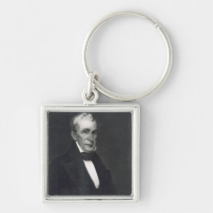 William Henry Harrison 9th president av förena Fyrkantig Silverfärgad Nyckelring
