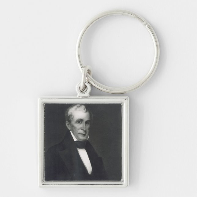 William Henry Harrison 9th president av förena Fyrkantig Silverfärgad Nyckelring (Framsidan)
