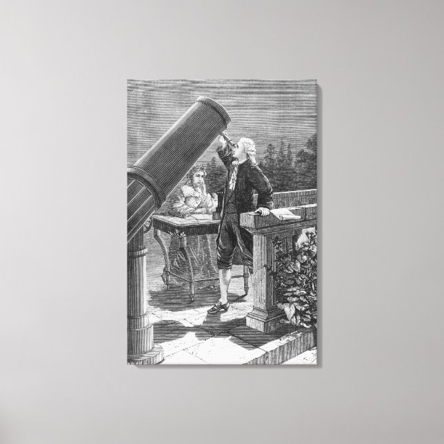 William Herschel upptäcker Planet Uranus Canvastryck (Framsida)