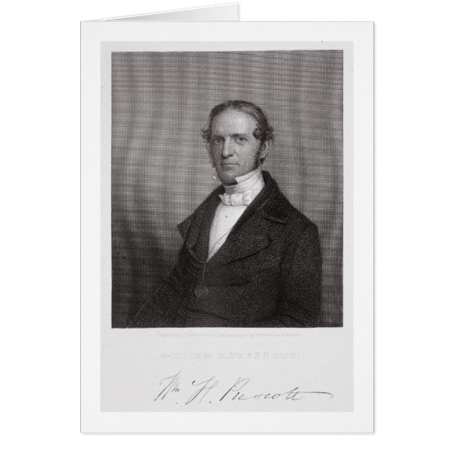 William Hickling Prescott, graverad av Thomas B. W Hälsningskort (Framsidan)
