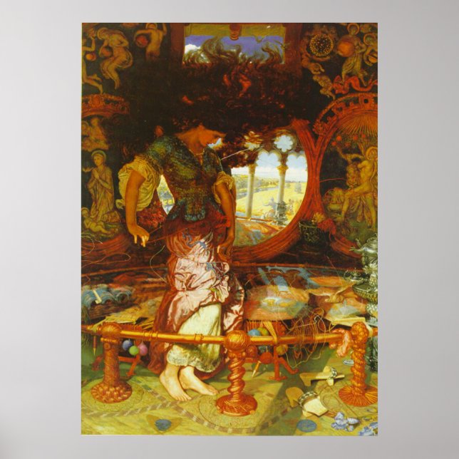 William Holman Hunt Dam i Shalott Poster (Framsidan)