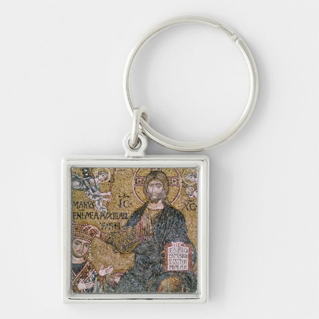 William II kung av Sicily Fyrkantig Silverfärgad Nyckelring (Framsidan)