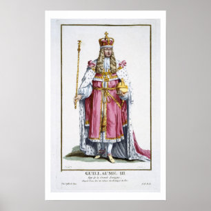 William III (1650-1702) of Orange, 1780 (färgad) Poster