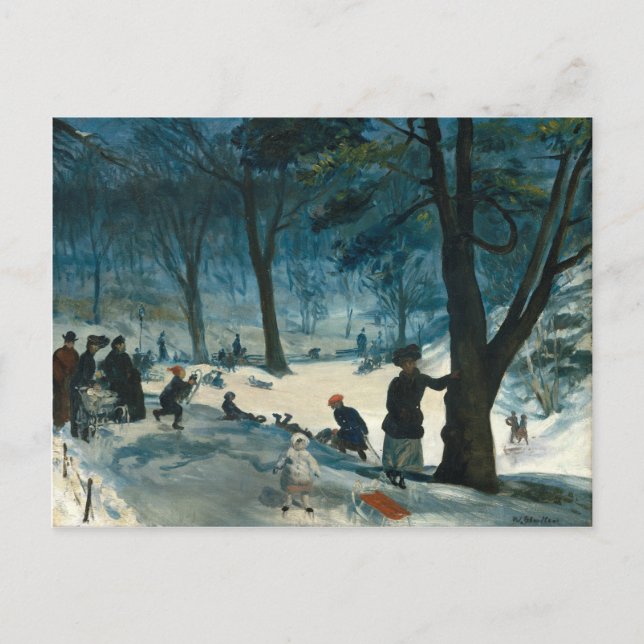William James Glackens Central Park Winter Vykort (Framsida)