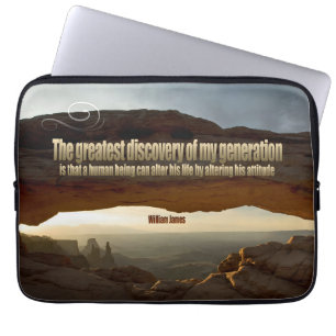 William James inspirational Quote "Attitude" Laptop Fodral