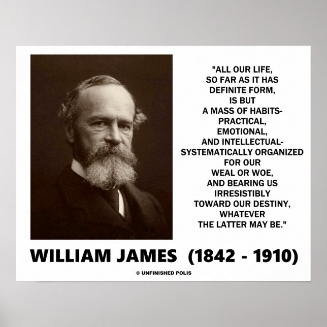 William James Mass of Habits Destiny Quote Poster (Framsidan)