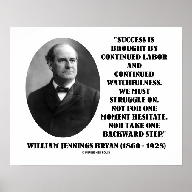 William Jennings Bryan Success Labor Watchfulness Poster (Framsidan)
