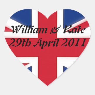 William & Kate - 29 april 2011 Hjärtformat Klistermärke