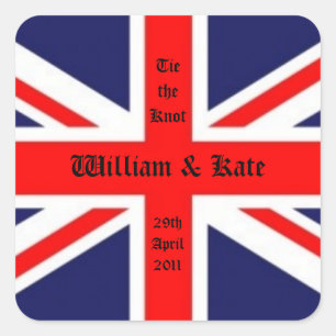 William & Kate Bröllop-Union Jack Fyrkantigt Klistermärke