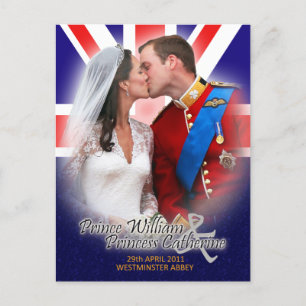 William & Kate Royal Bröllop Kiss Postcard Vykort