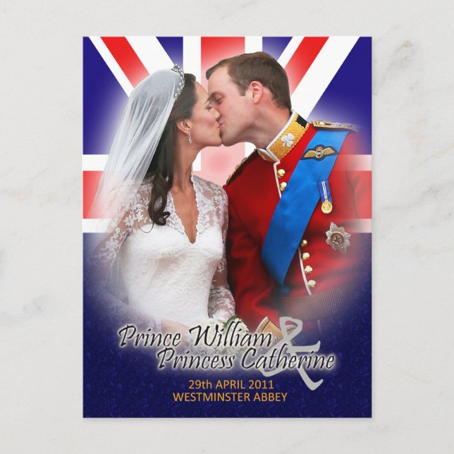 William & Kate Royal Bröllop Kiss Postcard Vykort (Framsida)