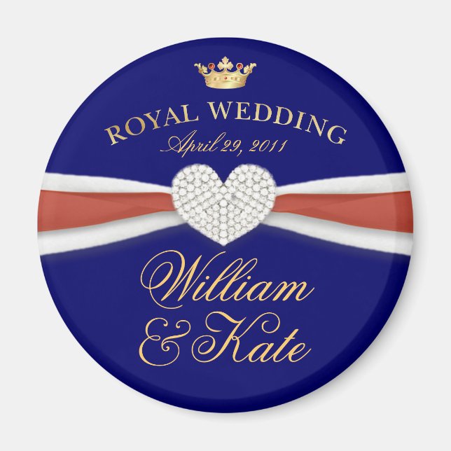 William & Kate - Royal Bröllop minneshögste Gift Magnet (Framsidan)