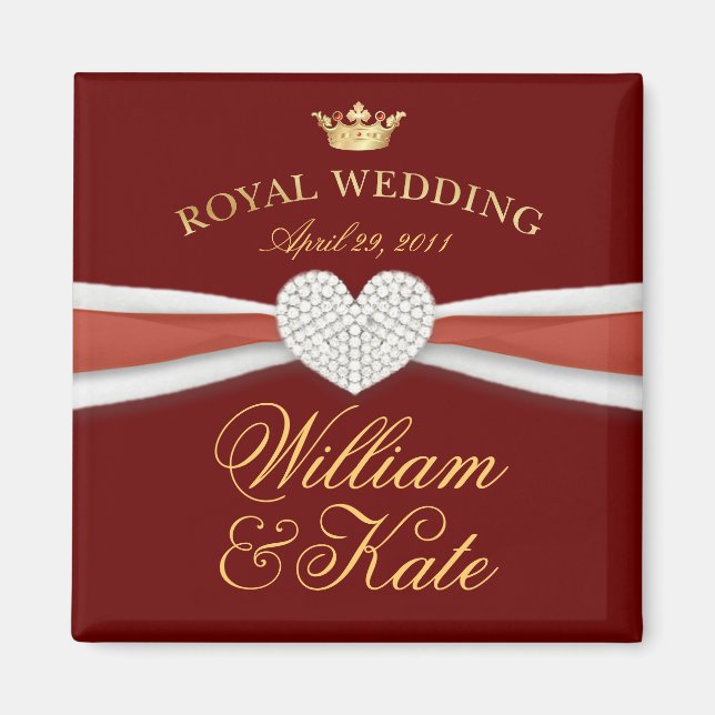 William & Kate - Royal Bröllop minneshögste Gift Magnet (Framsidan)
