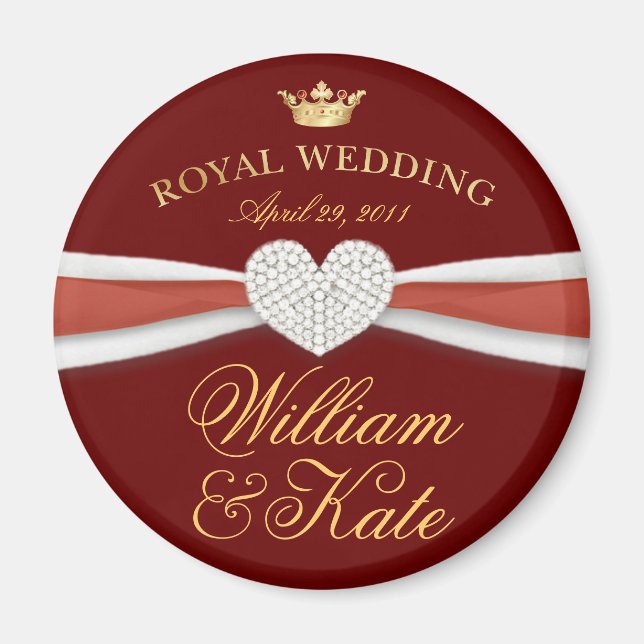 William & Kate - Royal Bröllop minneshögste Gift Magnet (Framsidan)