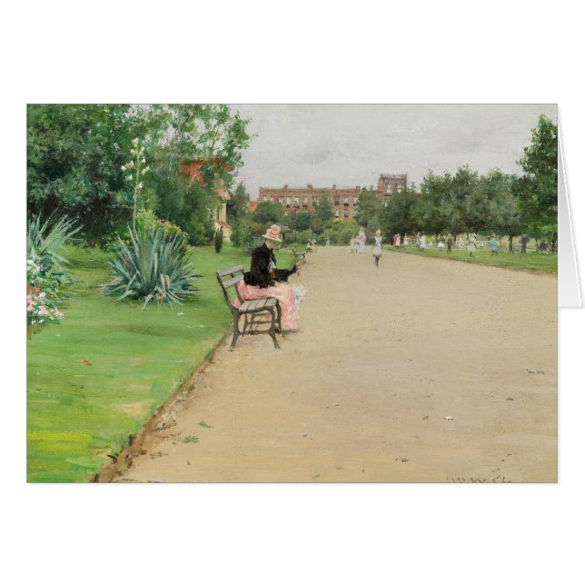 William Merritt Chase - A City Park Hälsningskort (Framsidan Horizontal)