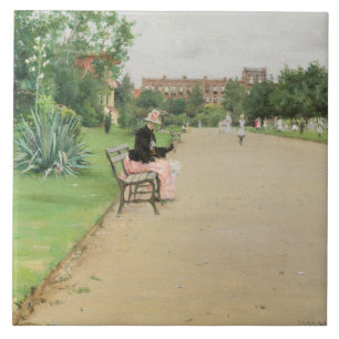 William Merritt Chase - A City Park Kakelplatta
