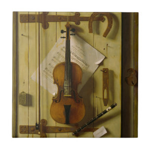 William Michael Harnett Fiol Musik Stilleben Kakelplatta