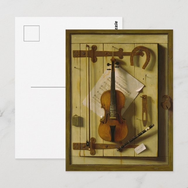 William Michael Harnett Fiolmusik Stilleben Vykort (Fram/baksida)