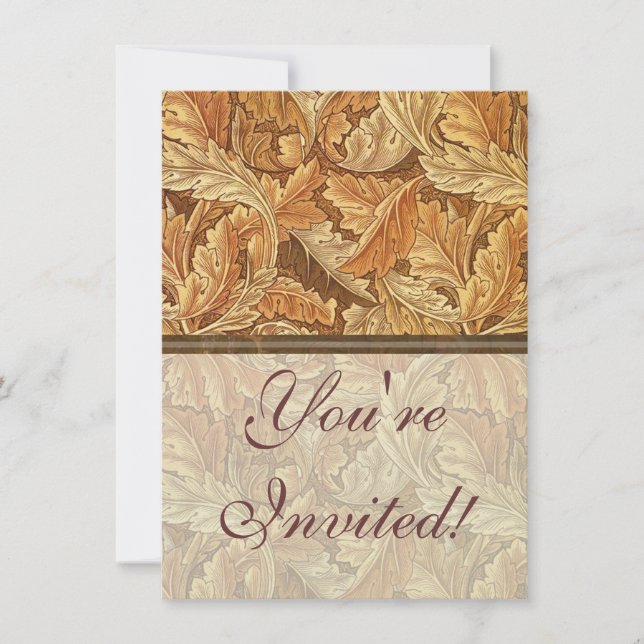 William Morris Acanthus Brown Höst löv Inbjudningar (Framsida)