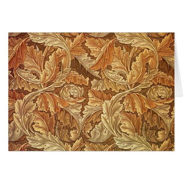 William Morris Acanthus Brun Höstlöv Hälsningskort (Framsidan Horizontal)