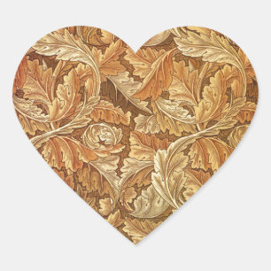 William Morris Acanthus Brun Höstlöv Hjärtformat Klistermärke