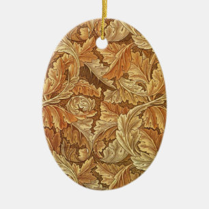 William Morris Acanthus Brun Höstlöv Julgransprydnad Keramik