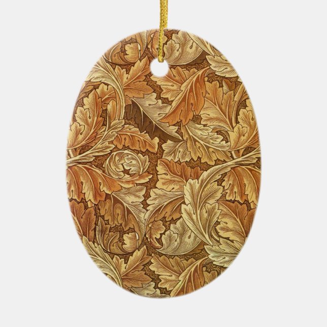 William Morris Acanthus Brun Höstlöv Julgransprydnad Keramik (Framsidan)