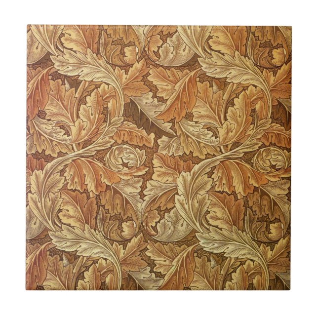 William Morris Acanthus Brun Höstlöv Kakelplatta (Framsidan)