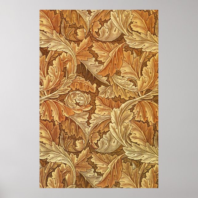 William Morris Acanthus Brun Höstlöv Poster (Framsidan)