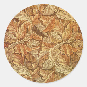 William Morris Acanthus Brun Höstlöv Runt Klistermärke
