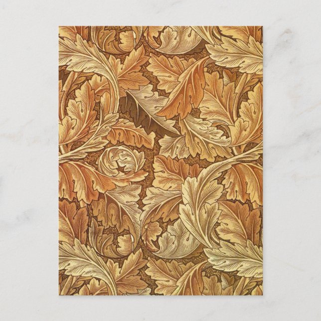 William Morris Acanthus Brun Höstlöv Vykort (Framsida)