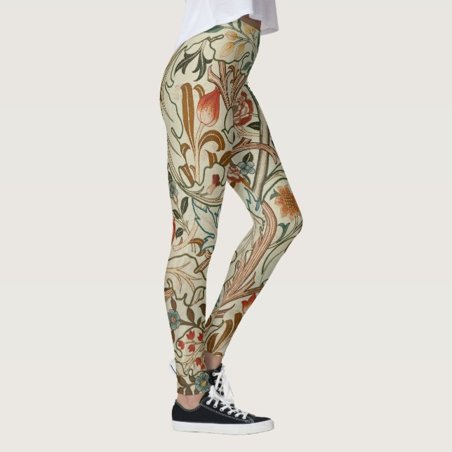 William Morris Acanthus Embroidery Blommönster Leggings (Höger)