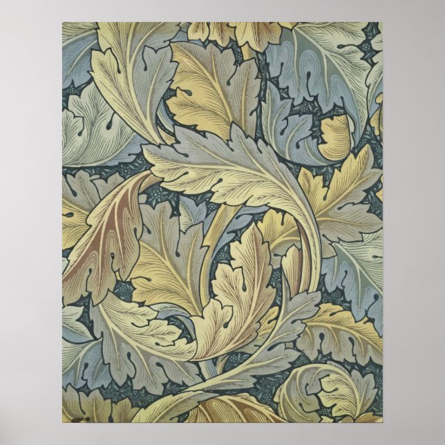 William Morris Acanthus Löv Blommigt Art nouveau Poster (Framsidan)