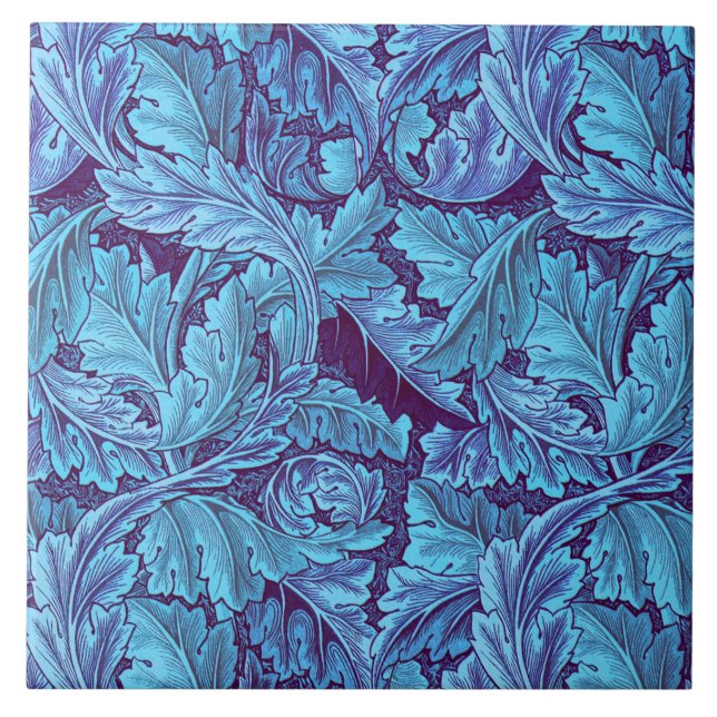 William Morris Acanthus Löv i Blue Kakelplatta (Framsidan)