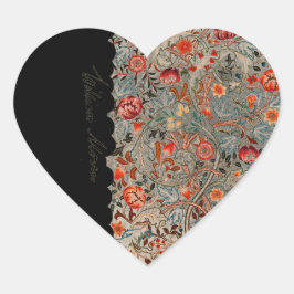 WILLIAM *MORRIS ACANTHUS PORTIERE NAMNTECKNING HJÄRTFORMAT KLISTERMÄRKE