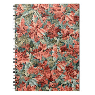 William Morris Acanthus Rost Röd Salvia Grön Anteckningsbok