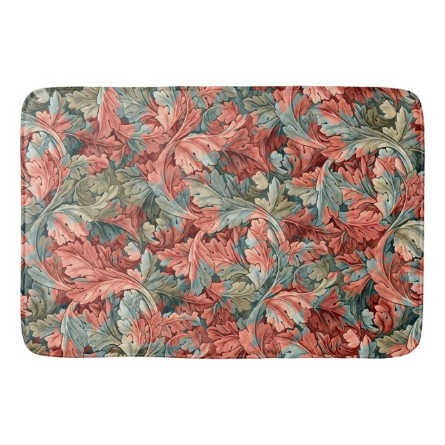 William Morris Acanthus Rost Röd Salvia Grön Badrumsmatta (Framsidan)