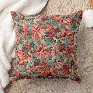 William Morris Acanthus Rost Röd Salvia Grön Kudde