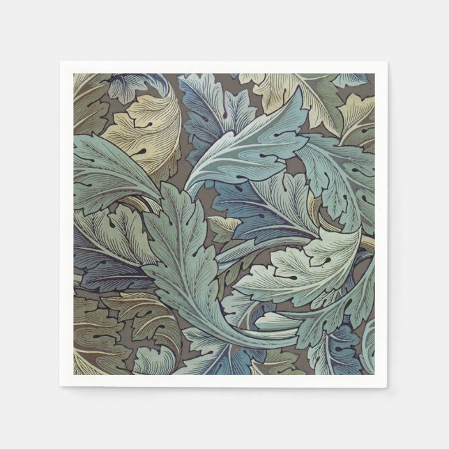William Morris Acanthus Sage Blomma Blommig Botani Pappersservett (Framsidan)