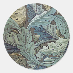 William Morris Acanthus Sage Blomma Blommig Botani Runt Klistermärke